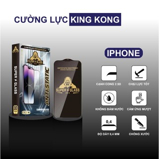 Kính cường lực iphone 6/6S/6 plus/6s plus/7/7plus/8/8 plus/se 2020 KingKong full màn, chống bám bụi, bám nước