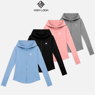 Áo Khoác Thể Thao Dài Tay Có Mũ Khóa Kéo Chống Nắng Nữ KSM Tập Gym Yoga Aerobic Vải Mềm Mát Phom Ôm Body AK992