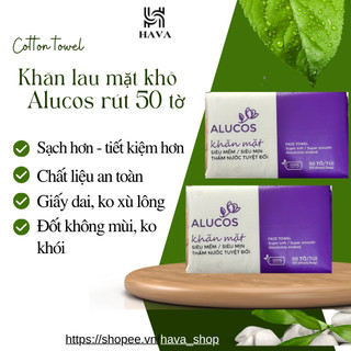 Khăn mặt khô dạng rút alucos, khăn mặt dùng 1 lần gói 50 miếng hava shoppp