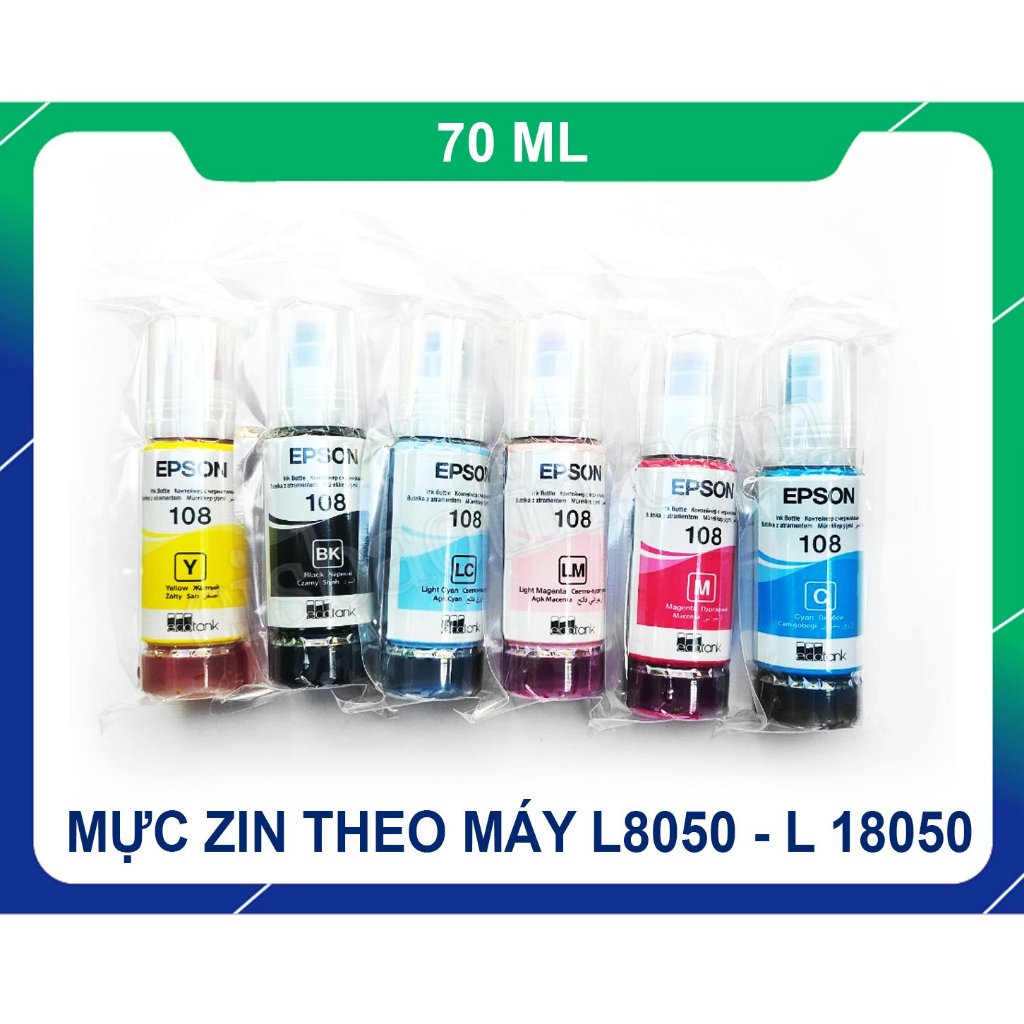 MỰC ZIN THEO MÁY EPSON L8050, L18050 mã 108, mã 057