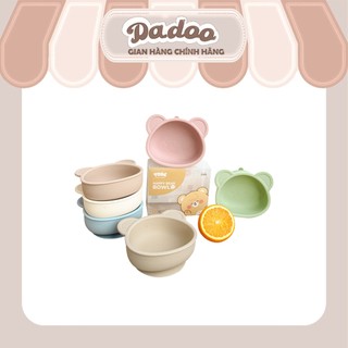 Tobe bát ăn dặm eco silicone tặng cọ bình chống lật hỗ trợ tập ăn dặm thiết dễ thương