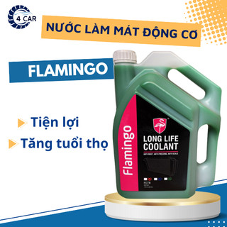 Nước làm mát động cơ ô tô flamingo 5l màu đỏ và màu xanh