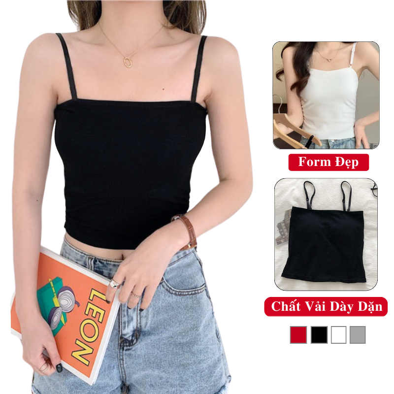 Áo Hai Dây Croptop Madela Nữ Có Nút Điều Chỉnh, Áo 2 Dây Quây Ngực Nữ Ôm Body Gợi Cảm Không Đệm Ngực