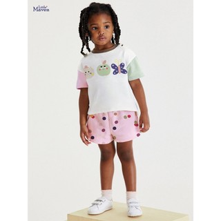 Bộ hè cotton tay pha màu quần chấm bi đáng yêu cho bé gái  LM22305 - TOPZKIDS