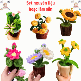   Có làm sẵn  Set nguyên liệu làm chậu hoa kẽm nhung để bàn mini chậu bonsai mini kẽm nhung đồ thủ công handmade 