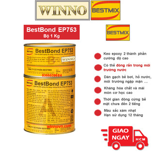 Keo đa năng bestbond ep753 đóng rắn trong nước dán gạch bể bơi gốc epoxy cường độ cao 2 tp - winno