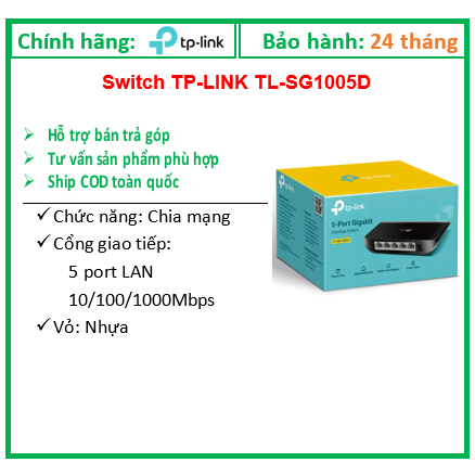 Switch TP Link  TL-SG1005D -- 5P/1GB; 24T