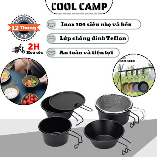 Chén, Bát Dã Ngoại Siêu Nhẹ Inox 304 Phủ Chống Dính Cao Cấp, Bộ Bát Xếp Gọn Cho Cắm Trại, Camping