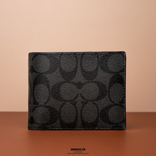 Ví Coach nam monogram đen - tặng card holder