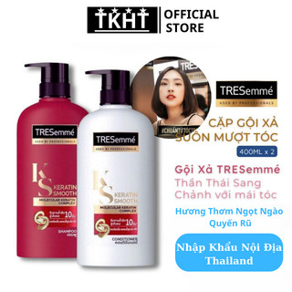 Cặp dầu gội, dầu xả tresemme thái keratin smooth 400ml, combo gội xả tresemme chuẩn salon cho tóc hư tổn do tạo kiểu