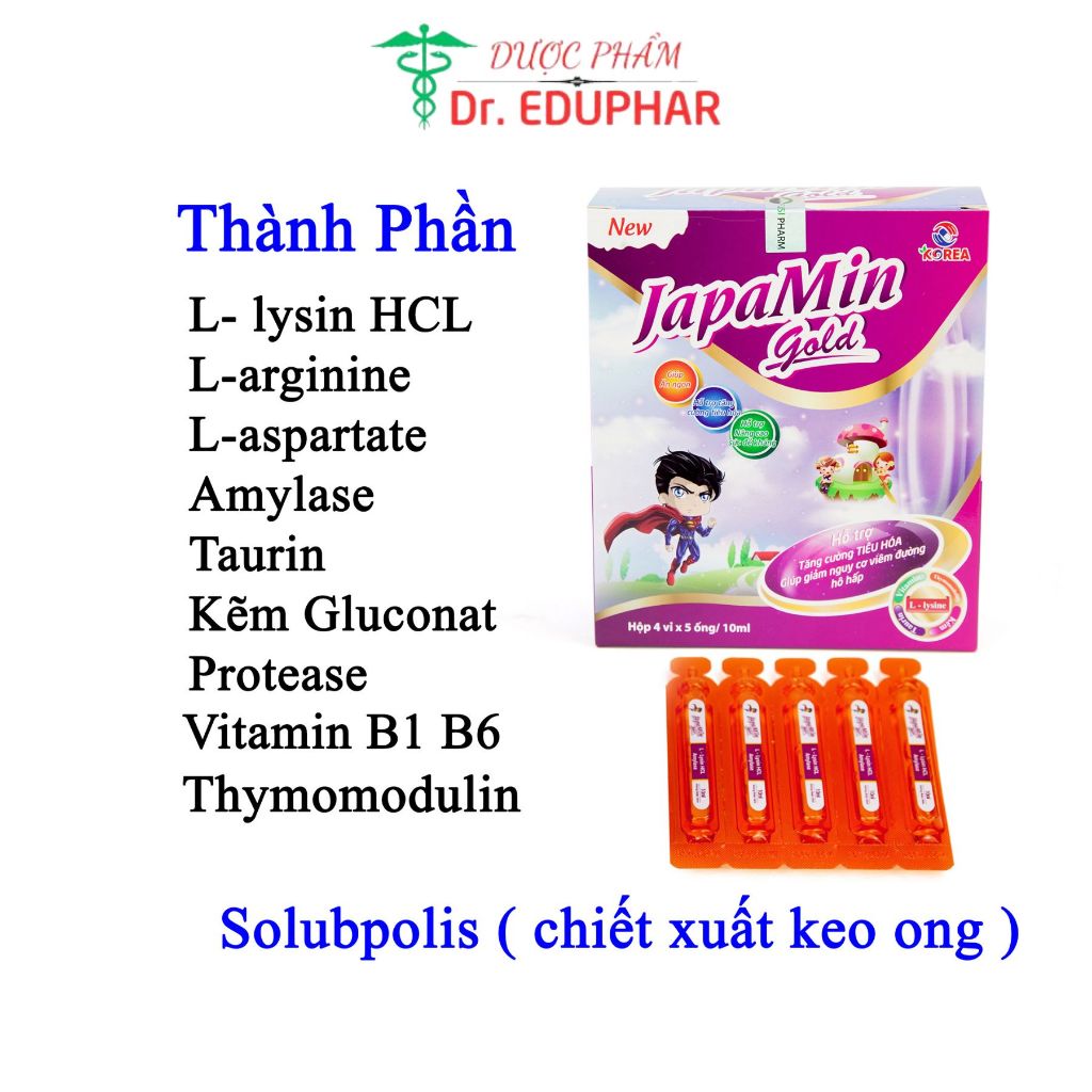 Japamin Gold hộp 20 ống Siro ăn ngon cho bé giúp trẻ ăn ngon ngủ ngon tăng đề kháng, giúp trẻ tăng cân tự nhiên