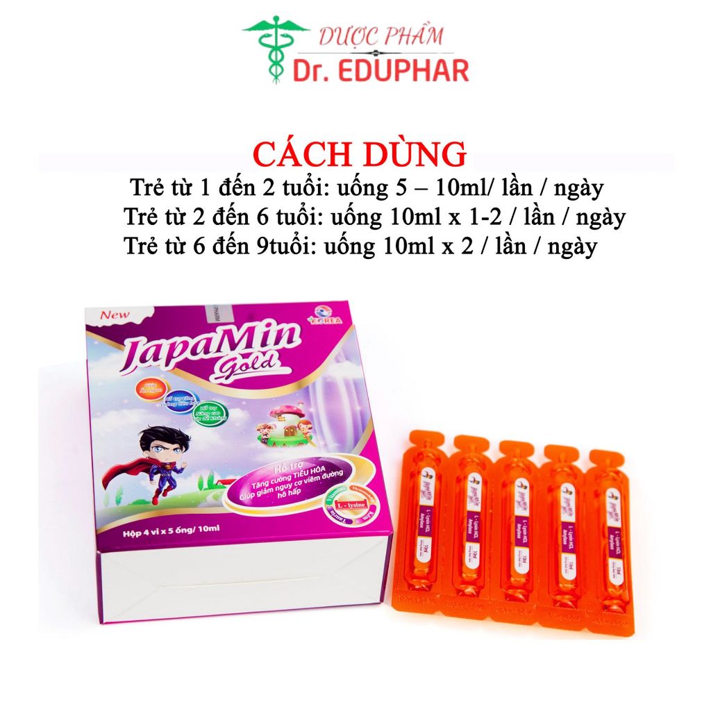 Japamin Gold hộp 20 ống Siro ăn ngon cho bé giúp trẻ ăn ngon ngủ ngon tăng đề kháng, giúp trẻ tăng cân tự nhiên