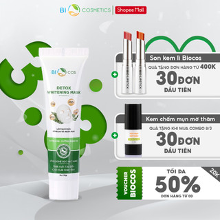 Mặt Nạ Detox Whitening Mask BIOCOS 30g - Hút Bã Nhờn, Ngừa Mụn, Dưỡng Da