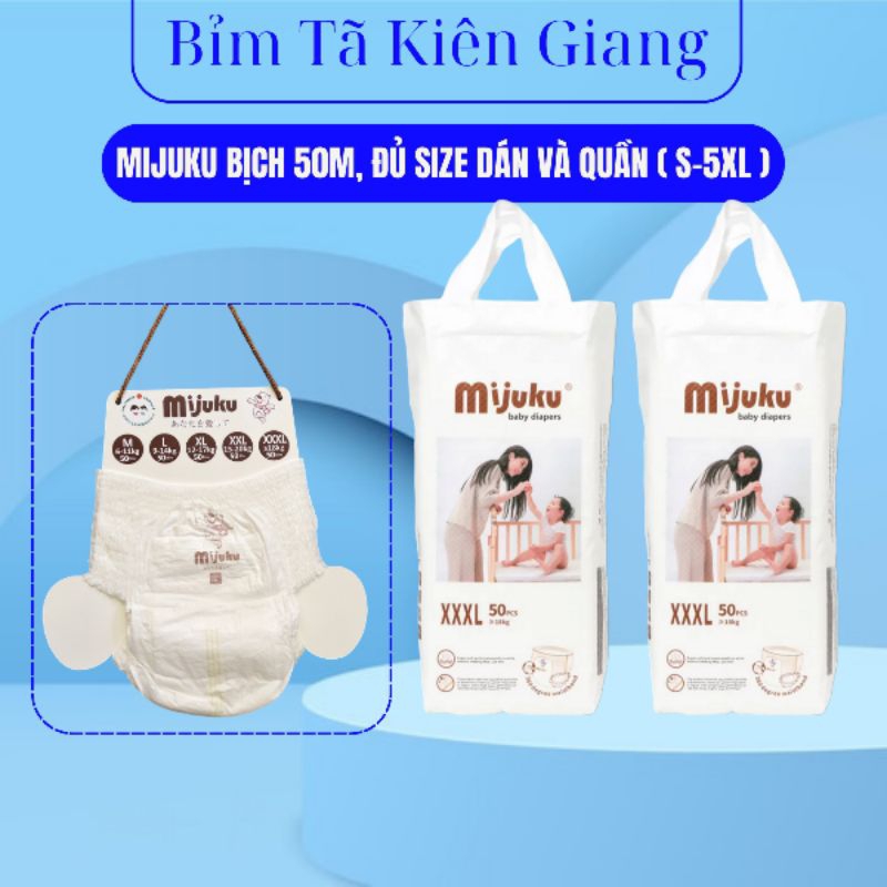 TÃ MIJUKU ĐỦ SIZE DÁN QUẦN BỊCH 50 MIẾNG S M L XL 2XL 3XL 4XL 5XL