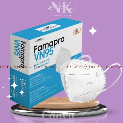 Hộp 10 cái Khẩu trang y tế Famapro VN95 4 lớp màu trắng