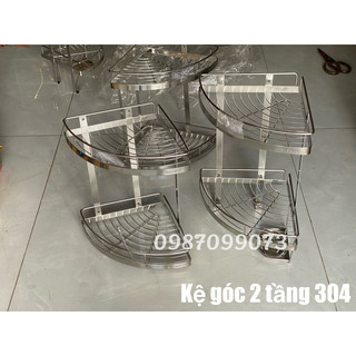 Kệ góc 2 tầng 304, kệ góc có xà phòng inox sáng bóng không gỉ sét