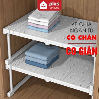 Kệ chia ngăn tủ quần áo, phân chia tủ bếp nhựa PP thiết kế đa năng tiện lợi co giãn, có chân đứng LAZYDO (LZ-0543)