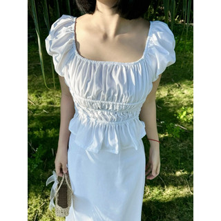 Set linen áo tay bồng mặc được 2 kiểu luôn nhen