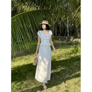 set linen áo tay bồng mặc được 2 kiểu luôn nhen
