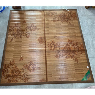 Chiếu trúc tre gấp đôi in hoa văn đẹp màu nâu ngẫu nhiên - chiếu trúc tre bông gấp đôi mẫu ngẫu nhiên đủ kích thước