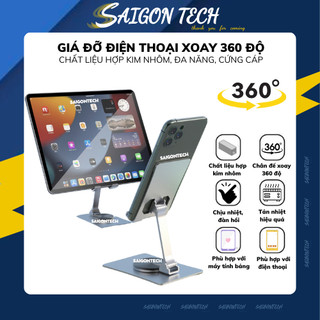 Giá Đỡ Điện Thoại, Máy Tính Bảng iPad Chân Xoay 360 Độ Chống Trượt, Gấp Gọn Bằng Hợp Kim Nhôm Cao Cấp