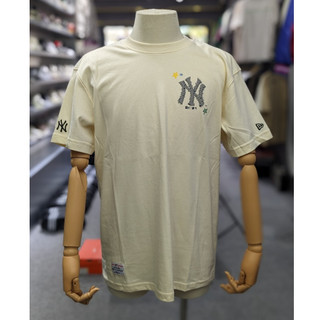 [ CHÍNH HÃNG ] Áo thun thời trang New Era x MLB NY Yankees logo hoạt hình phối màu trắng kem