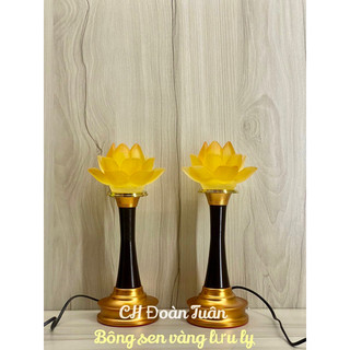 Cặp đèn thờ hoa sen lưu ly cao cấp