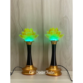 Cặp đèn thờ hoa sen lưu ly cao cấp