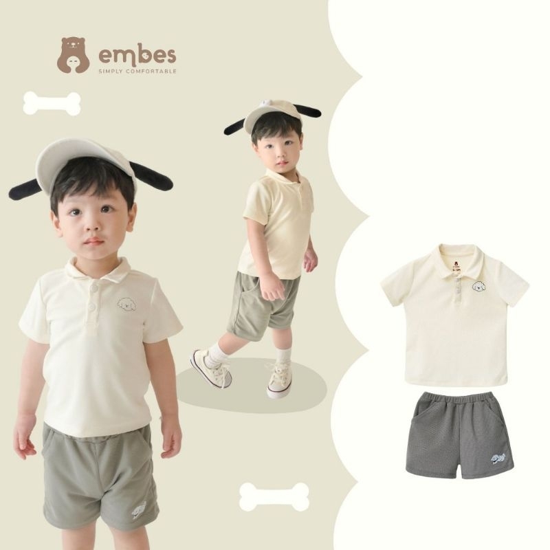 [Embes/Chính Hãng] Bộ quần áo polo Embes chất cotton cho bé từ 6 tháng đến 4 tuổi