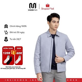 Áo khoác gió nam insidemen 2 lớp cao cấp form regular fit cổ bẻ cản gió cản bụi chống thấm ijk018w2