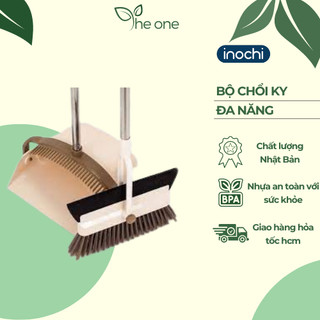 Bộ chổi & ky đa năng inochi, nhựa nguyên sinh an toàn, với thiết 2 đầu chổi & gạt nước, chổi có thể gấp gọn
