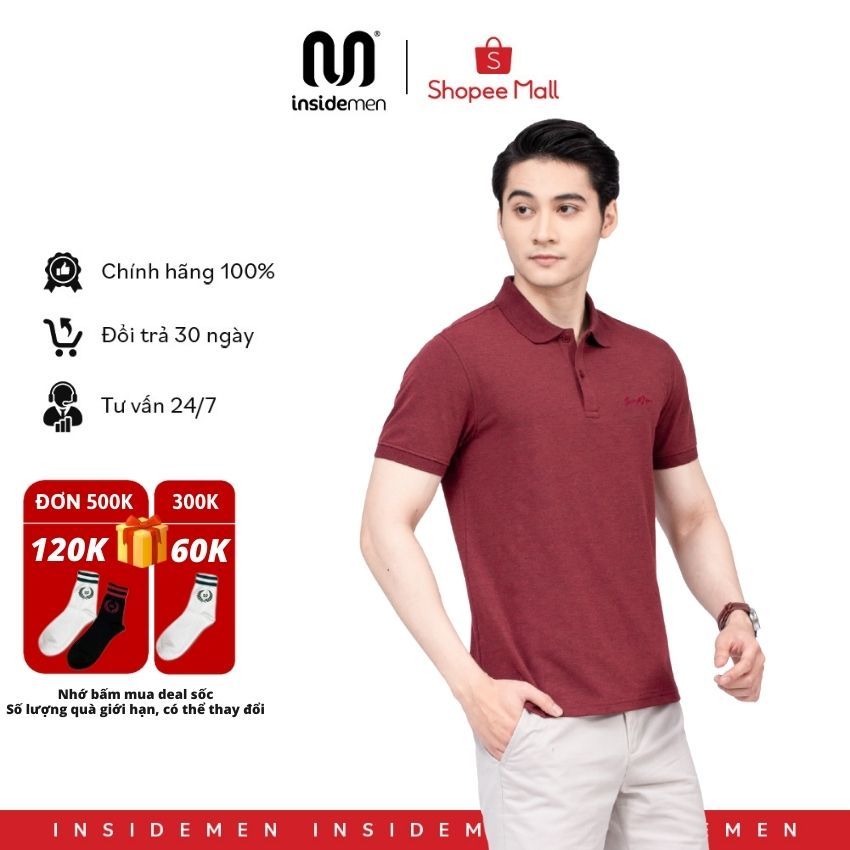 Áo thun polo nam INSIDEMEN cao cấp thêu logo tinh tế sang trọng IPS047S2