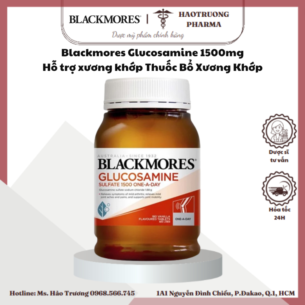 Viên uống bổ xương khớp Glucosamine 1500mg Blackmores của Úc, giảm đau xương khớp hộp 180 viên