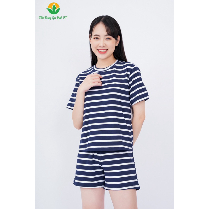 Đồ bộ mặc nhà nữ , quần đùi, áo cộc tay chất Cotton - B43.2307- B43.2407 (đồ cặp với bé gái)