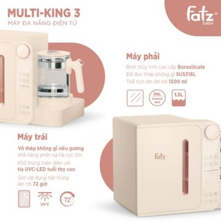 (Chính hãng) máy fatzbaby đa năng Multi-king 3 (Tiệt trùng UVC LED/ Sấy khô/ Làm sữa chua/ Đun & hâm nước)