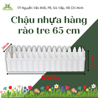 Chậu nhựa hàng rào trắng (D65xR20xC21cm), trồng hoa,trang trí phòng khách, ban công (Vườn Sài Gòn)