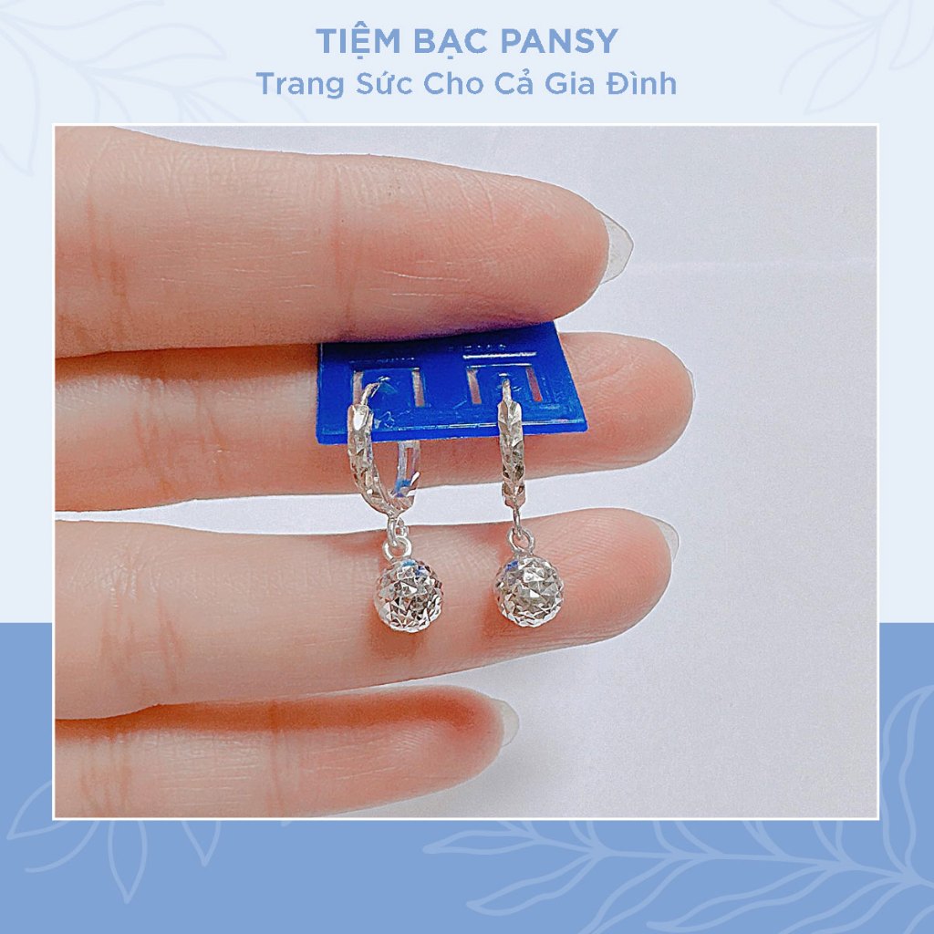 Bông tai tròn phay xinh xắn cho bé yêu chuẩn bạc ta - Khuyên tai trẻ em PANSY dáng tròn mix bi phay lấp lánh
