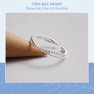 Nhẫn bạc nữ PANSY style đan chéo cách điệu - Nhẫn nữ freesize bạc thật đẹp phong cách cá tính