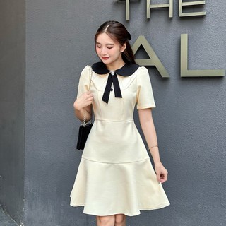 Đầm thiết kế cổ sen phối tay phồng tùng đuôi cá BEMINE MT8796