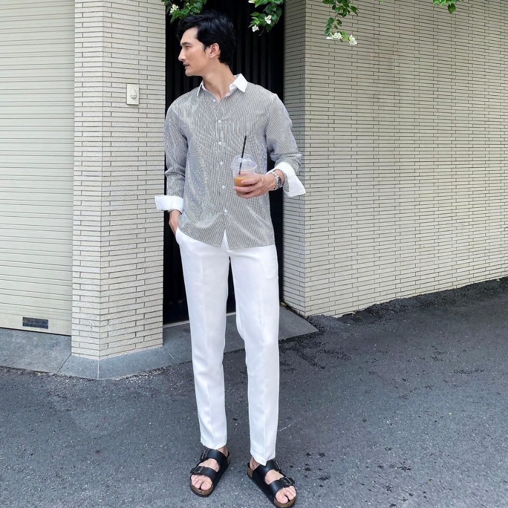 Áo sơ mi kẻ sọc nhỏ cao cấp sang trọng phối màu