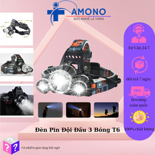 Đèn pin đội đầu 3 bóng t6 led siêu sáng - amono