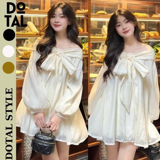 Đầm Phồng Cột Nơ Lệch Vai Giấu Quần  KRIXIX