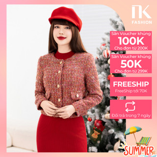 Áo Khoác Dạ tweed 2 lớp 2 Túi NKFAK2311003 NK Fashion Công Sở Nữ dáng Hàn Quốc, Sang Trọng, Trẻ Trung, Chất Vải Mềm Mịn