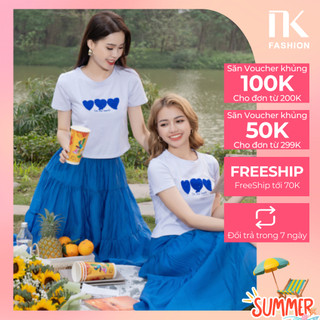 Áo Thun Croptop NK Fashion Thiết Kế Ôm Suông Thêu Ngực Vải Hàn Cao Cấp NKAT2303001