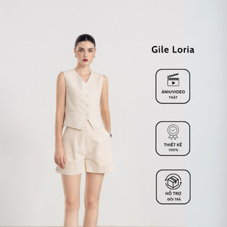 Áo gile Loria màu begie, dáng croptop, cổ V, kiểu dáng hiện đại | the tendy - natural & minimalist