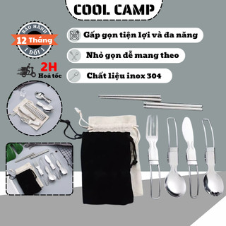 Bộ Dao Dĩa Thìa Đũa Camping Gấp Gọn Tiện Lợi, Bộ Đũa Thìa Mang Đi Cắm Trại Dã Ngoại, Du Lịch