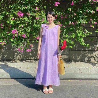 ĐẦM MAXI FORM SUÔNG KẾT HỢP DÂY NƠ