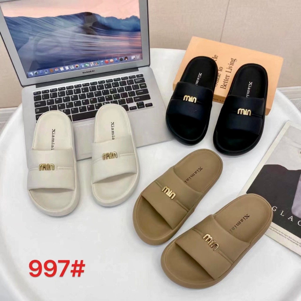 SALE - Dép MinMin Quai Ngang Đế Bằng 3P Da Mờ Siêu Êm 997 Shop Diều phương SALE