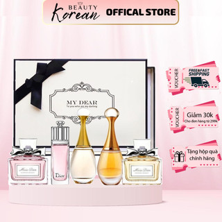Set 5 chai Nước Hoa Dior Mini, Set nước hoa kèm son dior perfume lipstick set.