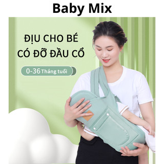 Địu em bé sơ sinh có đỡ cổ đa năng gọn nhẹ hàng chất lượng cao, đai địu em bé đi xe máy - babymix